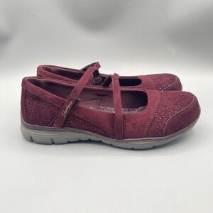 Skechers Seager Frills & Thrills Womens Sz 8 Burgundy Mary Jane Shoes Sneakers